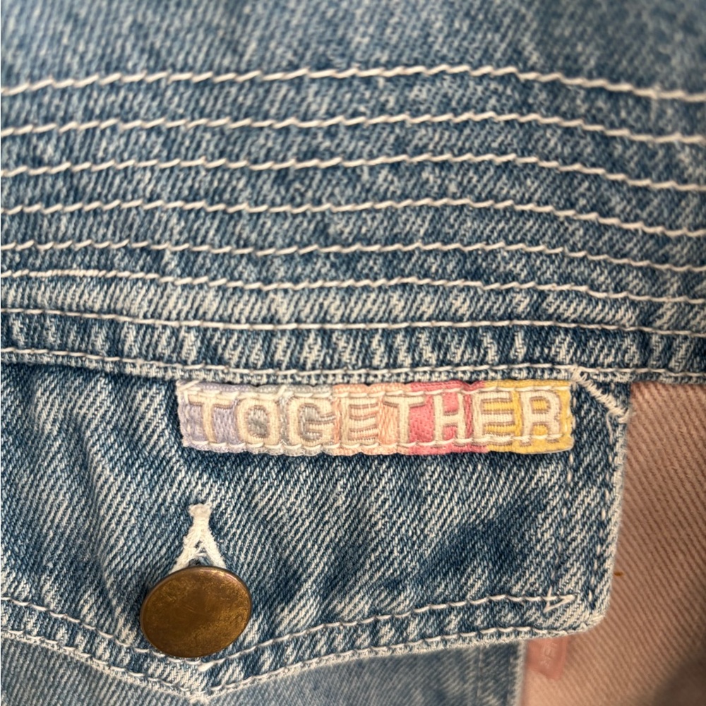 Vintage Together! Colorblock Denim Jacket Made in Hong Kong – Size L - Picture 3 of 4